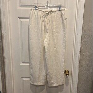 John Paul Richard Uniform Women's Pure‎ Linen Pants Ivory Size Large Beachy Boho